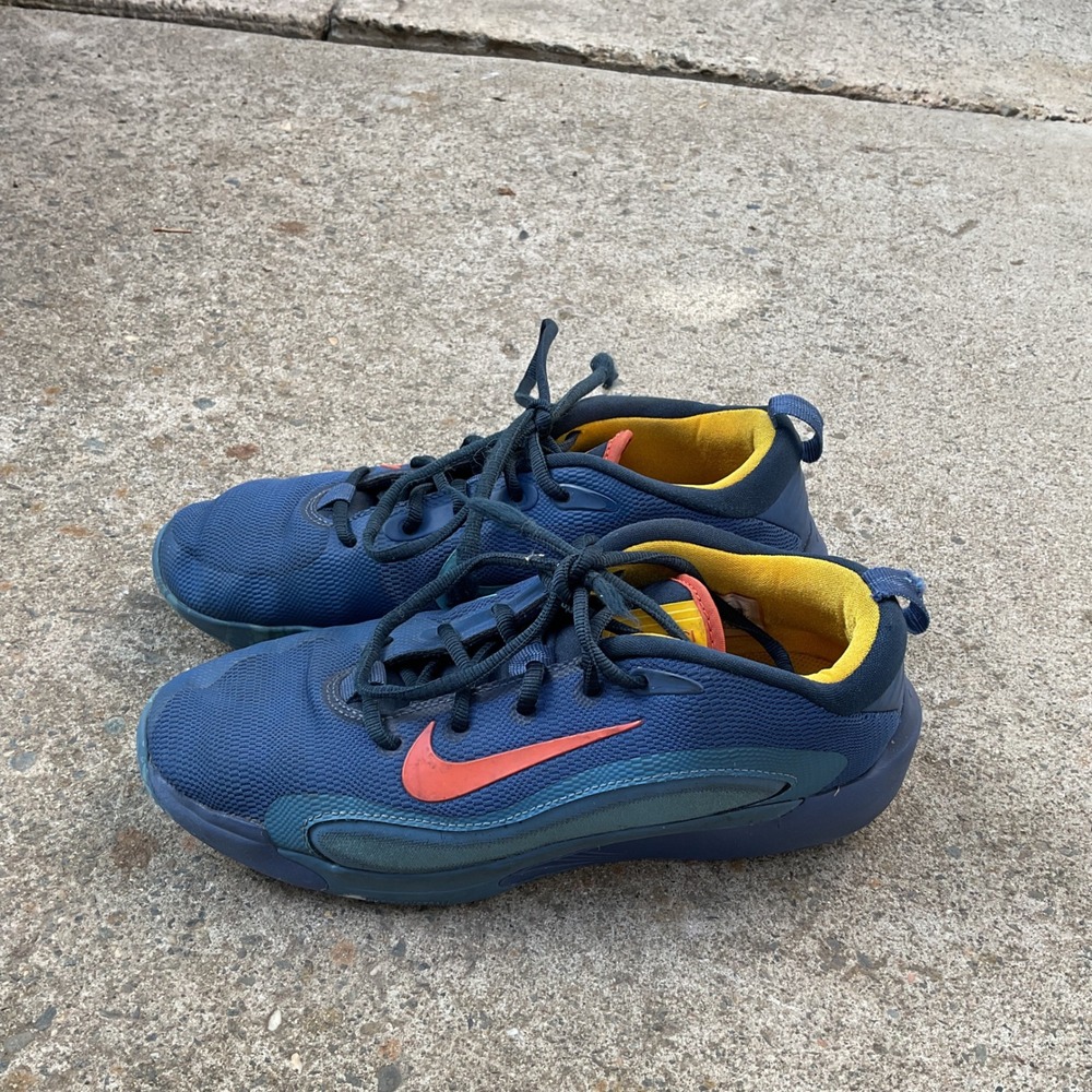 Nike Air Zoom Isofly Kids Basketball Shoes Navy Blue Orange FN4384-401 Size 7Y
